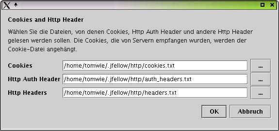 Dialog Cookies / Headers. (Bitte mit Internet verbinden.)