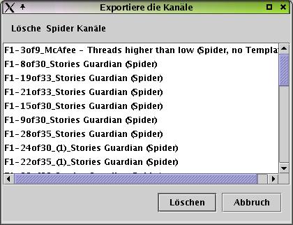 Dialog Lösche Spider. (Bitte mit Internet verbinden.)