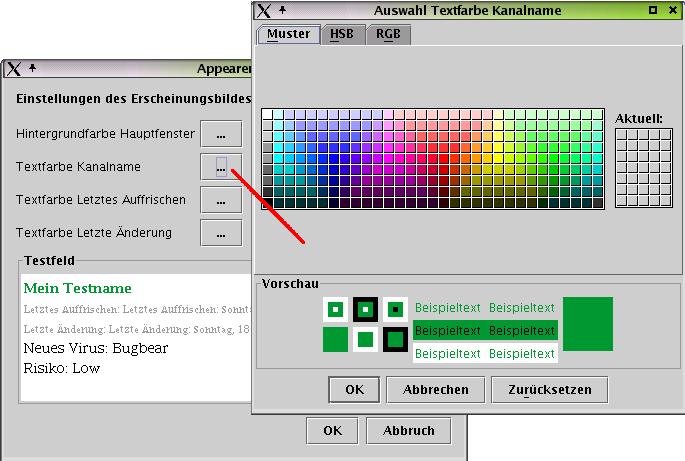 Dialog Erscheinungsbild. (Bitte mit Internet verbinden.)