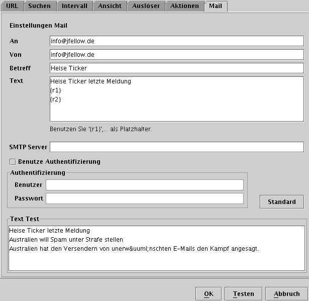 Dialog Mail. (Bitte mit Internet verbinden.)