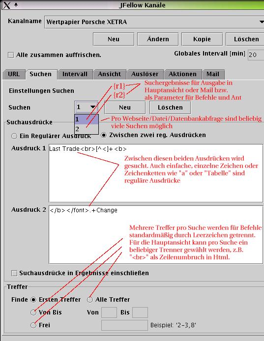 Dialog Suchabfragen. (Bitte mit Internet verbinden.)