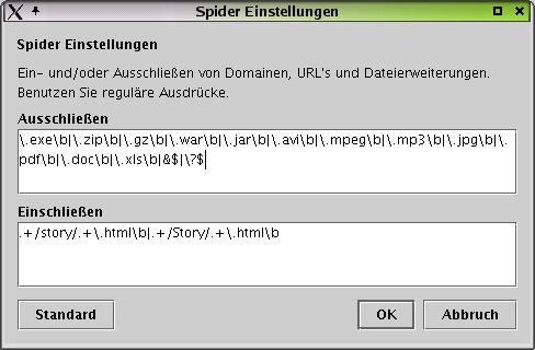 Dialog URL's filtern. (Bitte mit Internet verbinden.)